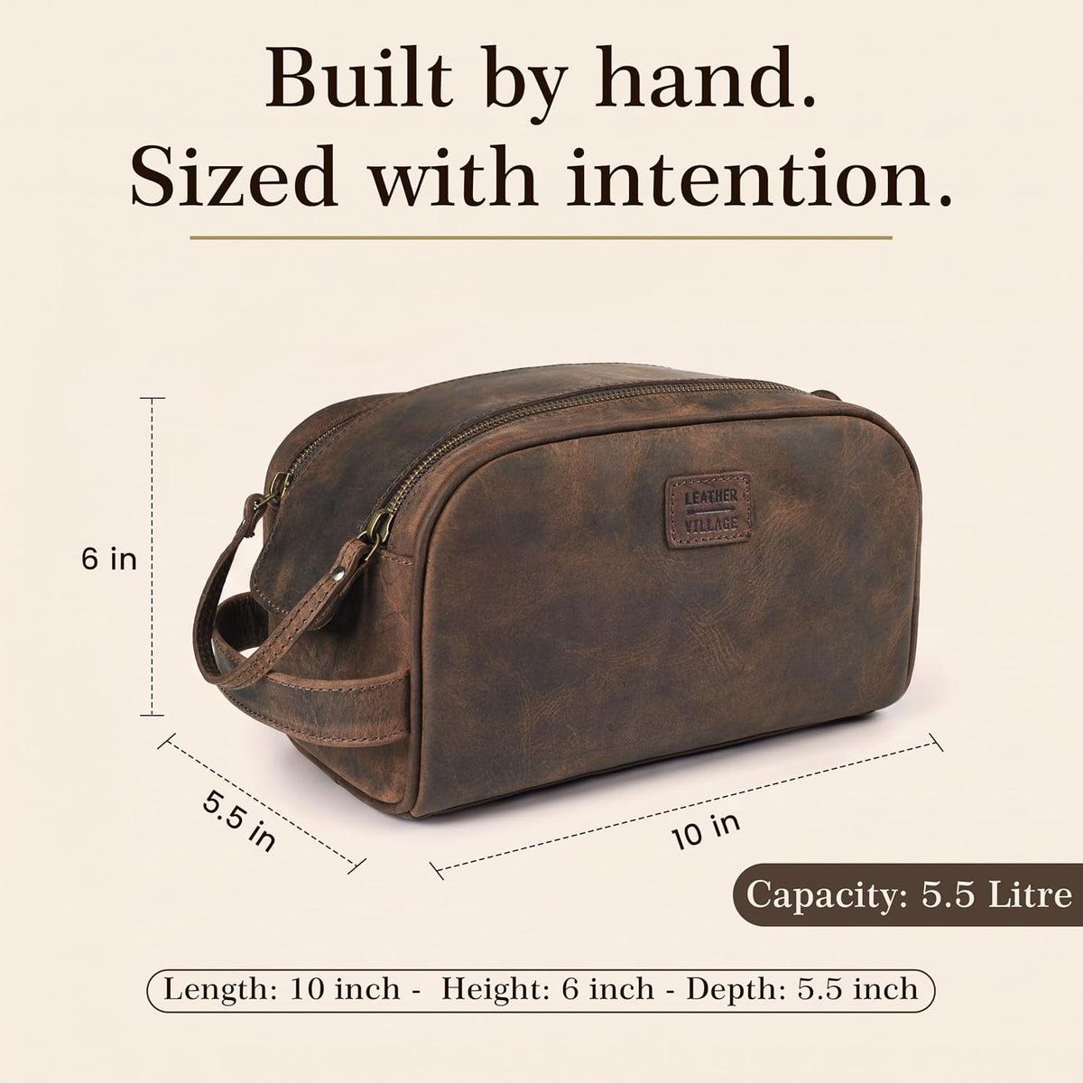 LEATHER VILLAGE - Neceser de cuero para hombre, kit de viaje Dopp Bolsa de