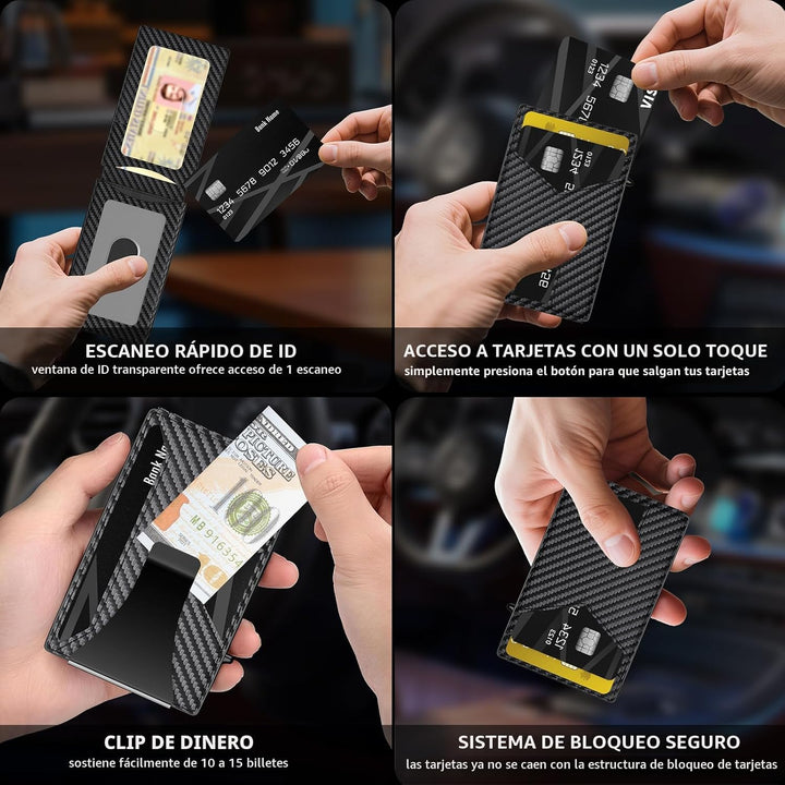 KISUEDZP Cartera delgada para hombres con bloqueo RFID, soporte de...
