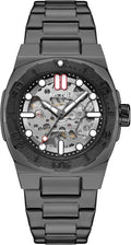 MEGIR Reloj automático para hombre con movimiento mecánico y parte trasera de exposición, caja de aleación de 1.575 pulgadas, cristal mineral, correa de cierre de mariposa de acero inoxidable