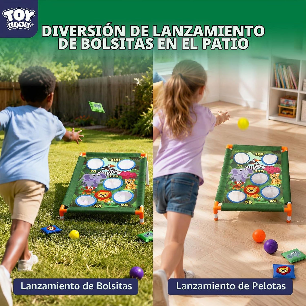 TOY Life Bean Bag Toss Game, Carnival Party Games, Cornhole Set para Kids Outdoor Games, Outside Toys para Kids Ages 4-8, Yard Outdoor Toys para Toddlers 3-5, Gifts para 3 4 5 6 7 Year Old Girls & Boys