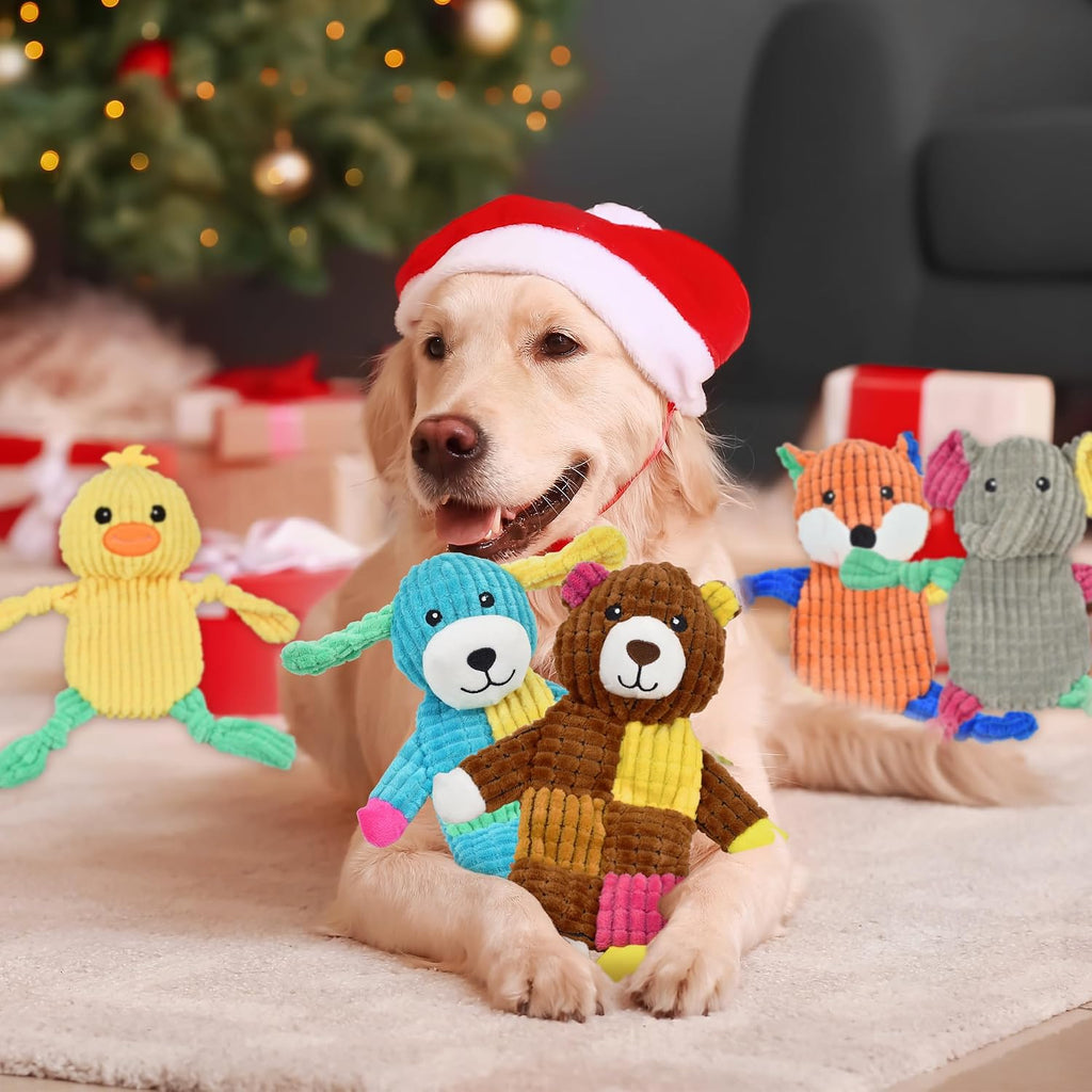LECHONG 5 juguetes chirriantes para perros, juguetes grandes arrugados para perros grandes, medianos y pequeños, juguetes para cachorros para mantenerlos ocupados. Paquete de juguetes para perros de