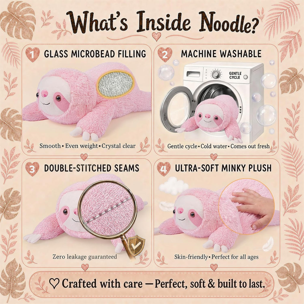 gnomantic Animales de peluche con peso de perezoso, almohada de felpa para