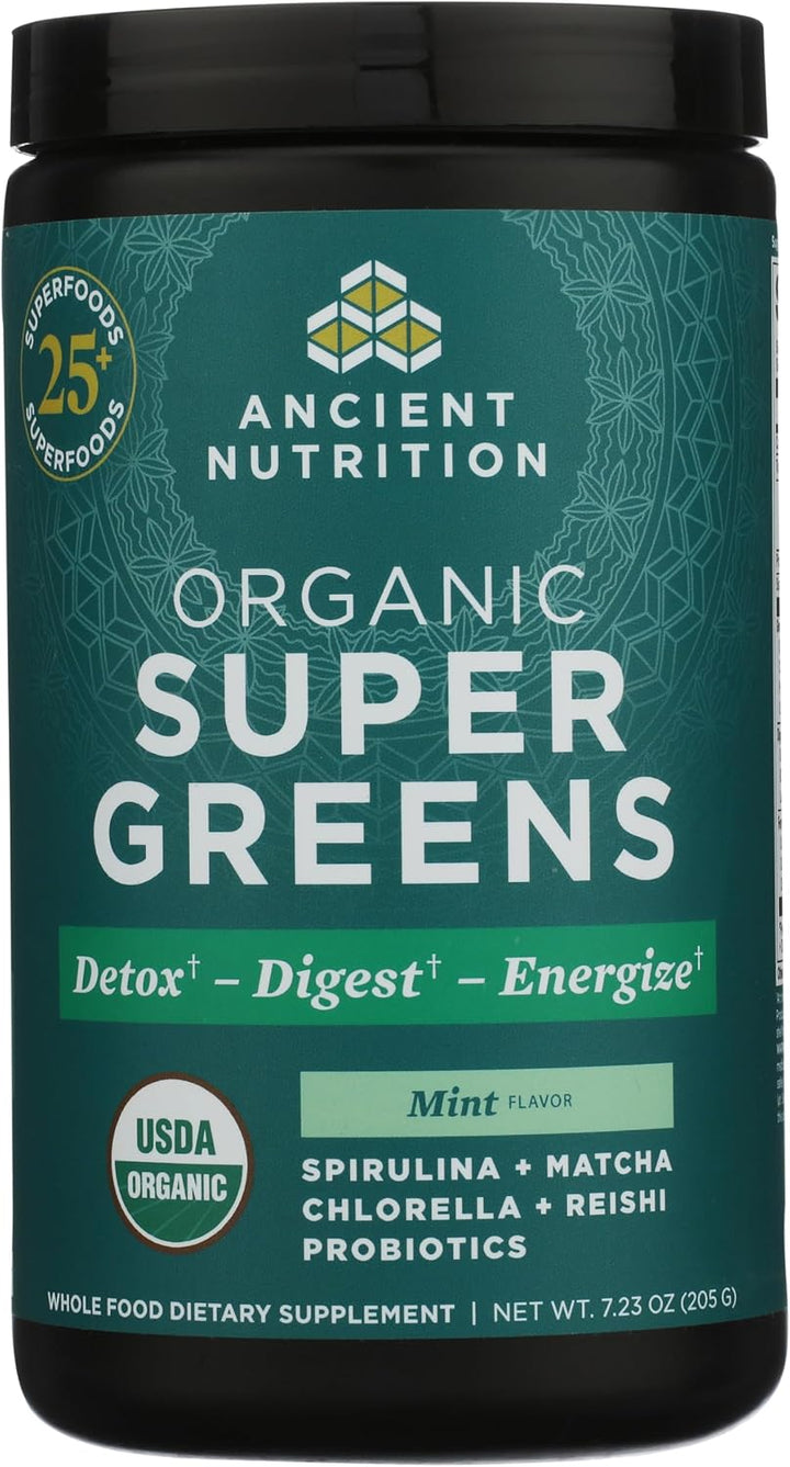 Ancient Nutrition SuperGreens Polvo con Probióticos, Sabor a Menta...