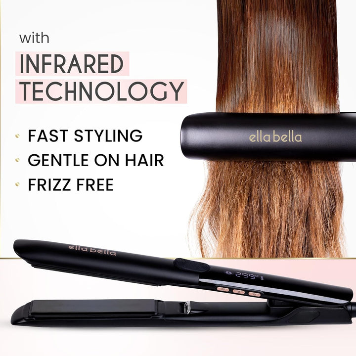 ELLA BELLA® Plancha plana de titanio para alisar el cabello, delgad...