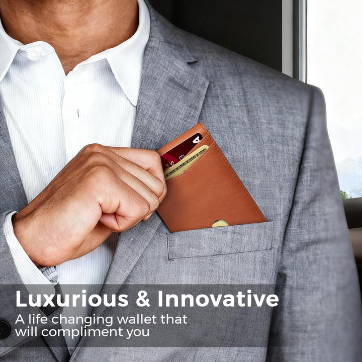 Zitahli Cartera de cuero genuino para hombre, 12 tarjetas, delgada,...