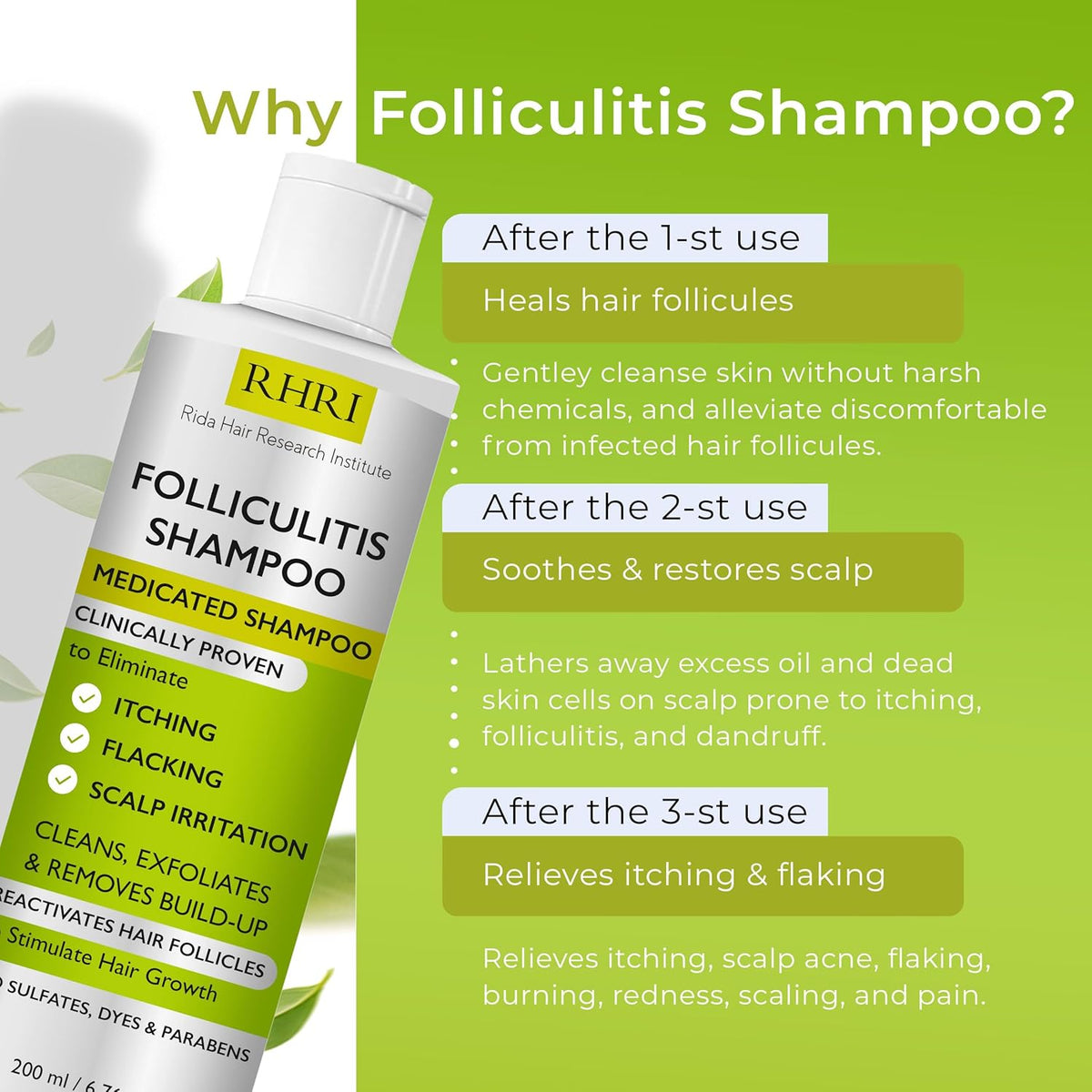 Champú antifúngico para foliculitis, dermatitis seborreica, caspa,...