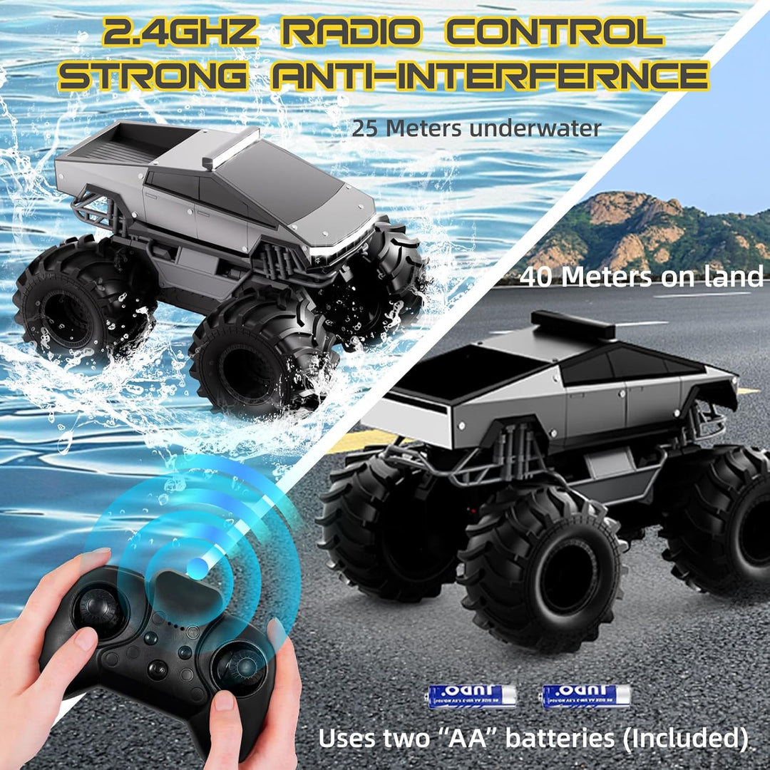 Coche de control remoto, 1:18 coches RC anfibios, camioneta todoter...