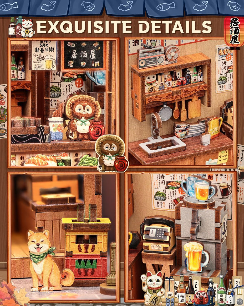CUTEBEE Kit Book Nook, Casa en Miniatura DIY Izakaya Japonés para Adultos