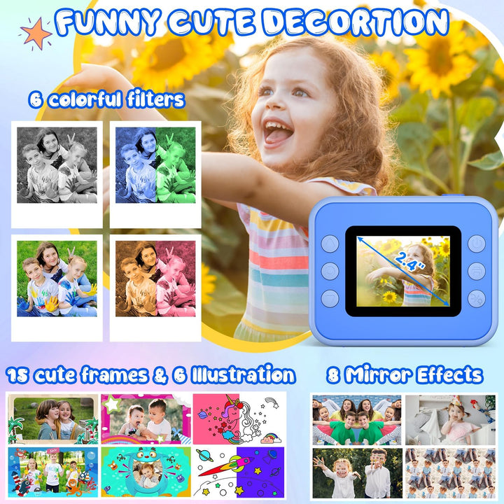 Cámara para niños con impresión instantánea, regalos de Navidad y c...