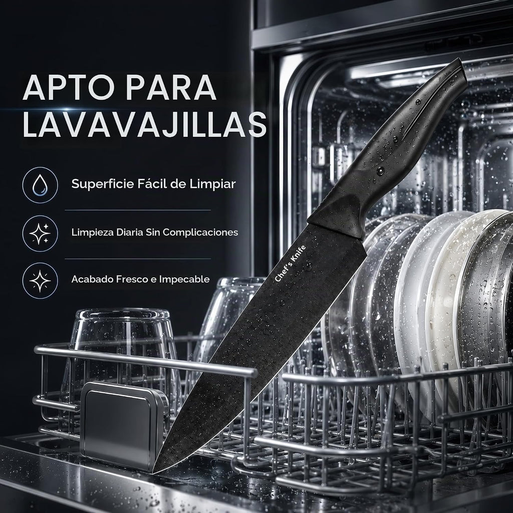 LINHAO Juego de bloques de cuchillos de cocina negros de 14 piezas con