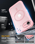 Miracase - Funda para iPhone 17e y iPhone 16e, teléfono de cuerpo completo con protector de pantalla de vidrio integrado, [magnético con MagSafe] funda militar a prueba de caídas 17 E/16 E, color rosa