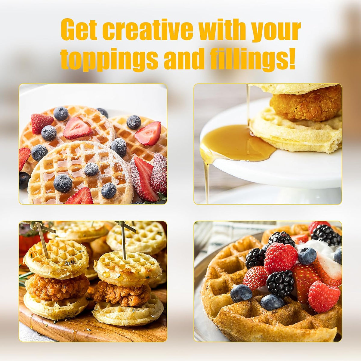 OSTBA - Mini waflera para hacer 8 mini waffles, pequeña plancha para gofres