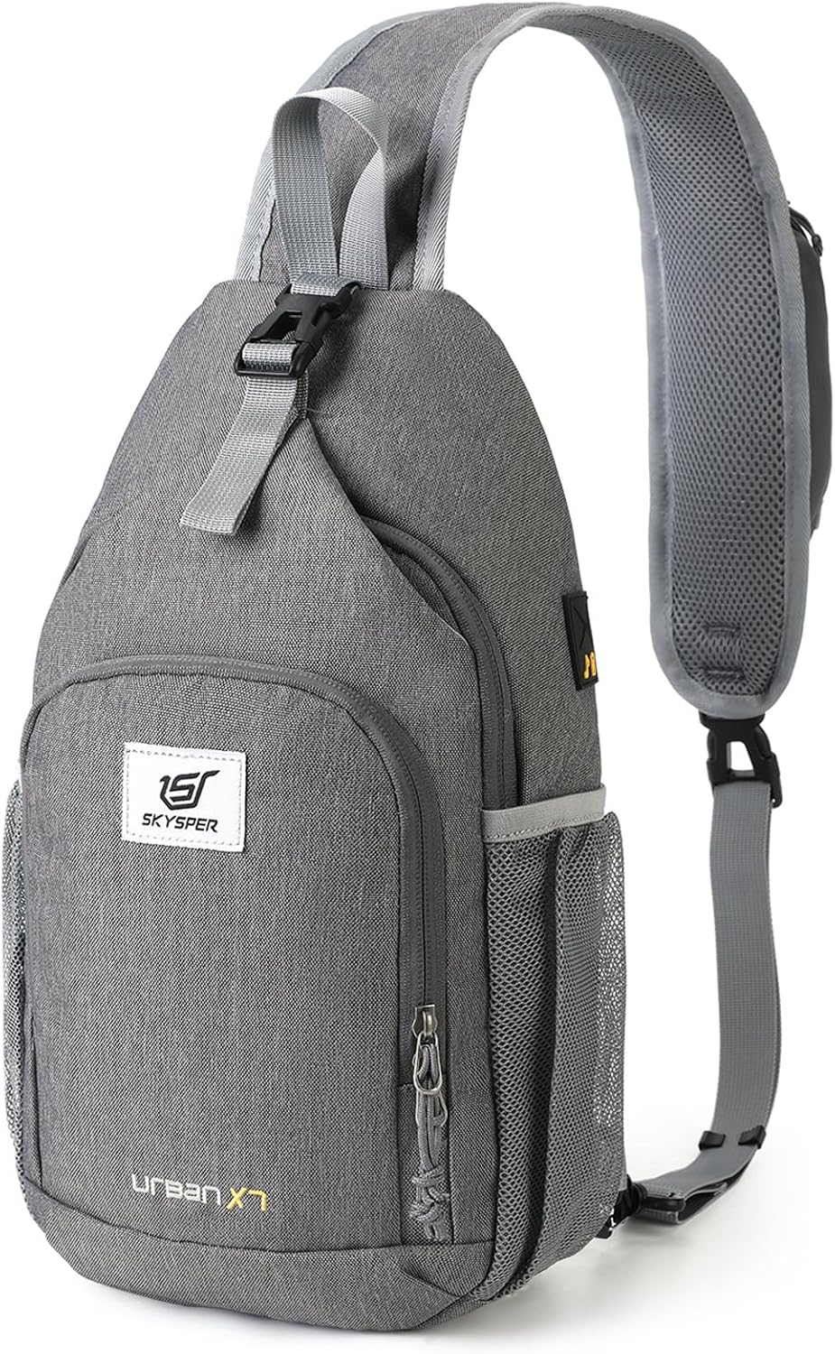 SKYSPER - Mochila de bandolera con bloqueo RFID, mochila cruzada en el hombro, mochila de viaje y senderismo, mochila de día para mujeres y hombres (gris oscuro)