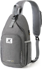 SKYSPER - Mochila de bandolera con bloqueo RFID, mochila cruzada en el hombro, mochila de viaje y senderismo, mochila de día para mujeres y hombres (gris oscuro)