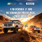BEEZRC FMS FCX18 II Ford F-100 - Rastreador RC con licencia oficial, camión magnético de liberación rápida a control remoto, chasis LCG, oruga todoterreno para adultos, RTR cepillado (distancia entre