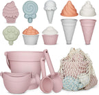 Juego de juguetes de playa de silicona, 17 piezas, color rosa