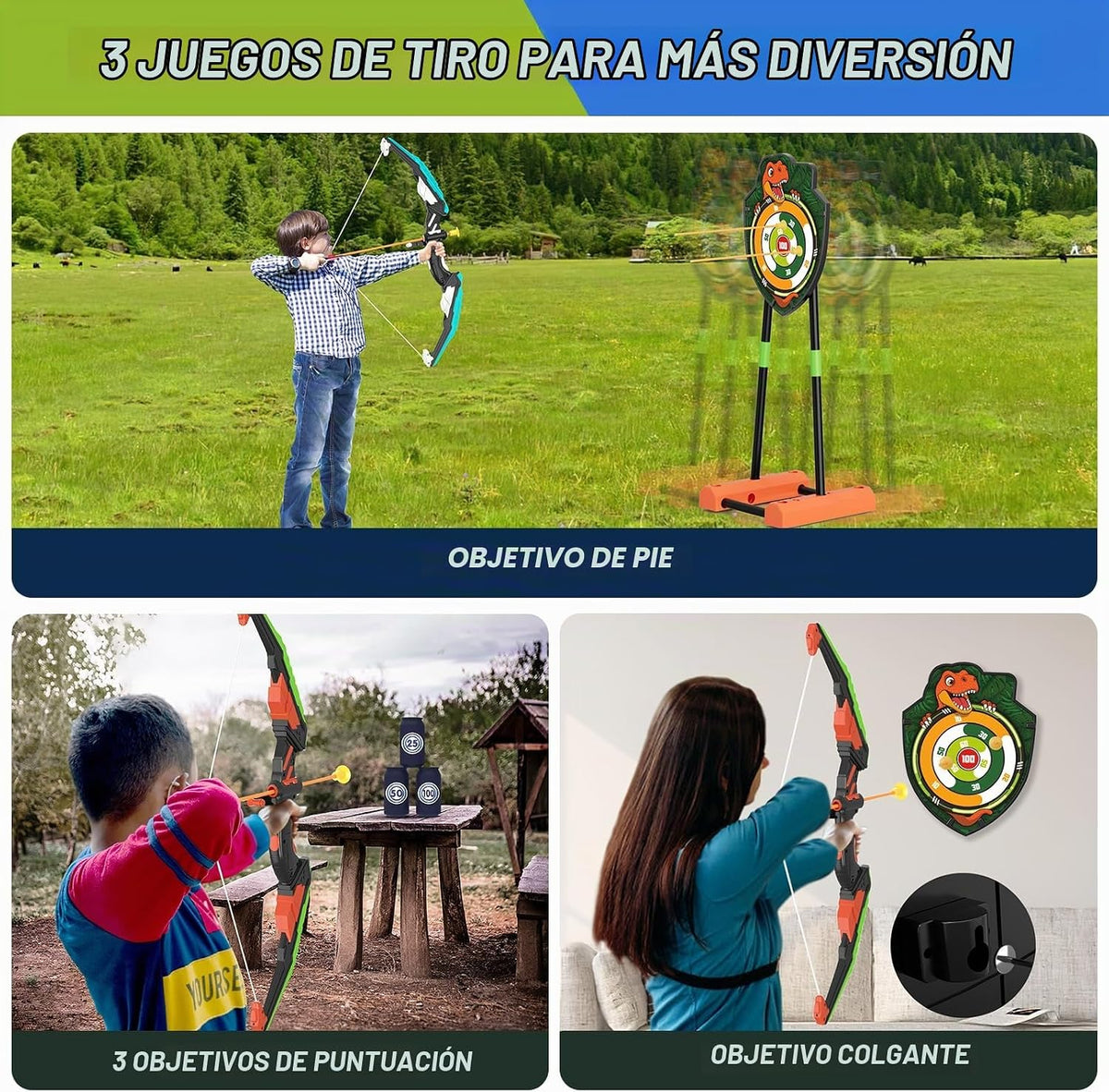 Bow y Arrow para Kids, LED Light Up Archery Set, Indoor Outdoor Sport Gifts para Boys Girls Ages 4-12