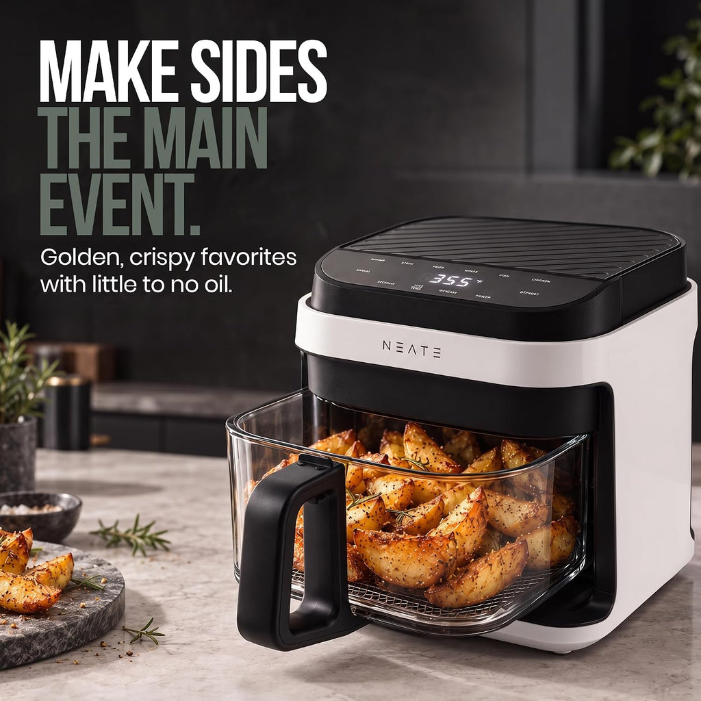 5.8QT Air Fryer | 8-en-1 Preset Cook Modes | Cook Steak, Chicken, Fish, Veggies, Fries & más | Temperature & Timer Control | blanco