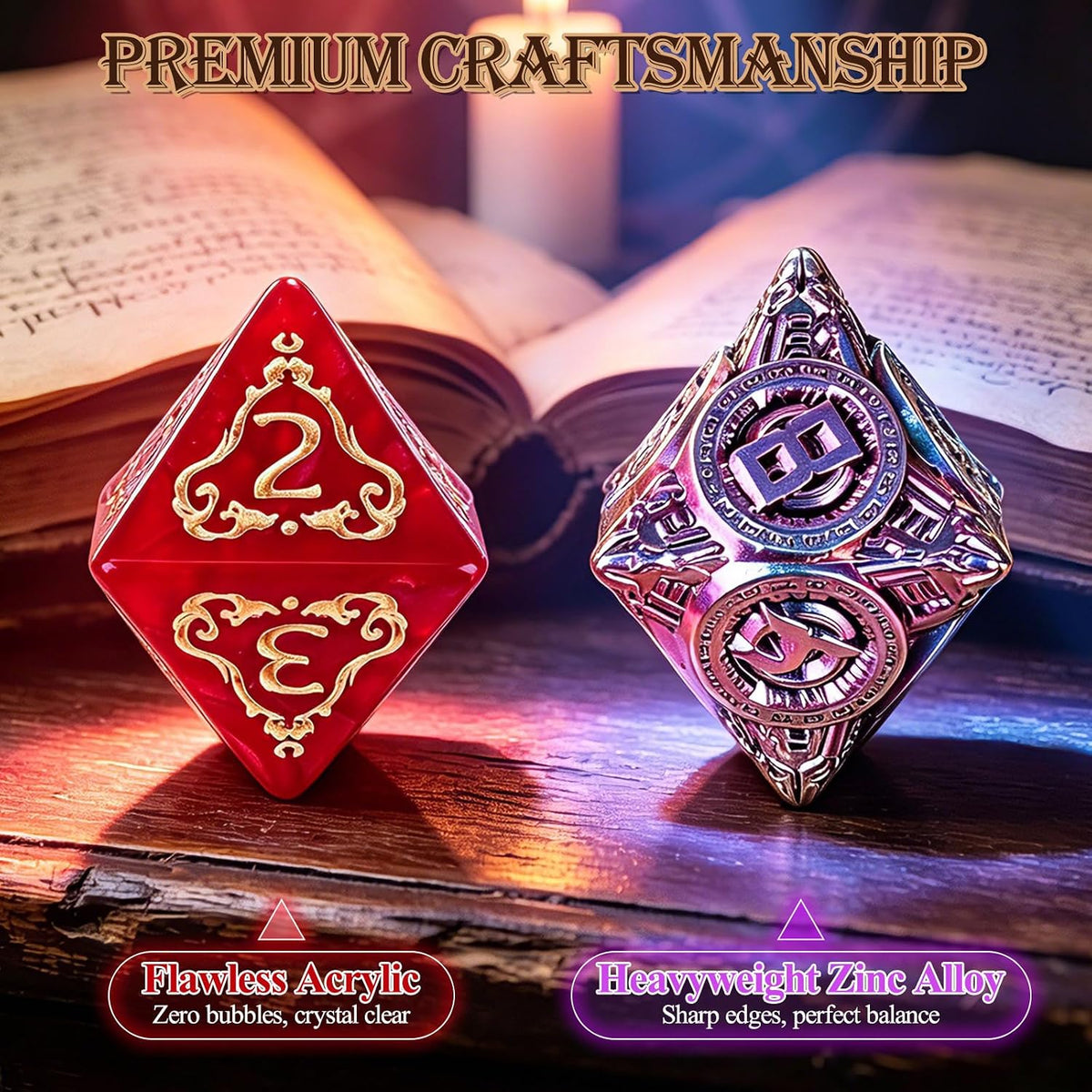 DEDC Set de 42 DADOS DND, 6 Bolsas Misterio para Goblins de Dados y Juegos RPG