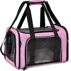 Henkelion Transportador para Mascotas para Gatos, Perros y Cachorros Pequeños y Medianos de hasta 15 Libras, Aprobado por TSA y Aerolíneas, con Lados Blandos, Plegable para Viaje - Rosa