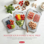 Rubbermaid Juego de tablas de cortar reversibles de fibra de trigo de 3 piezas, tablas de cortar para cocina, aptas para lavavajillas, esquinas antideslizantes, ligeras y fáciles de almacenar, tabla