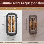 Elite Gourmet Tostadora de ranura larga de 4 rebanadas, ranuras extra