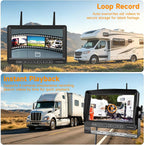 Sistema de cámara inalámbrica 1080P para RV, cámara de respaldo de visión nocturna IP69 impermeable con cámara de visión trasera lateral y monitor HD de 7 pulgadas para RV, camión, remolque, casa