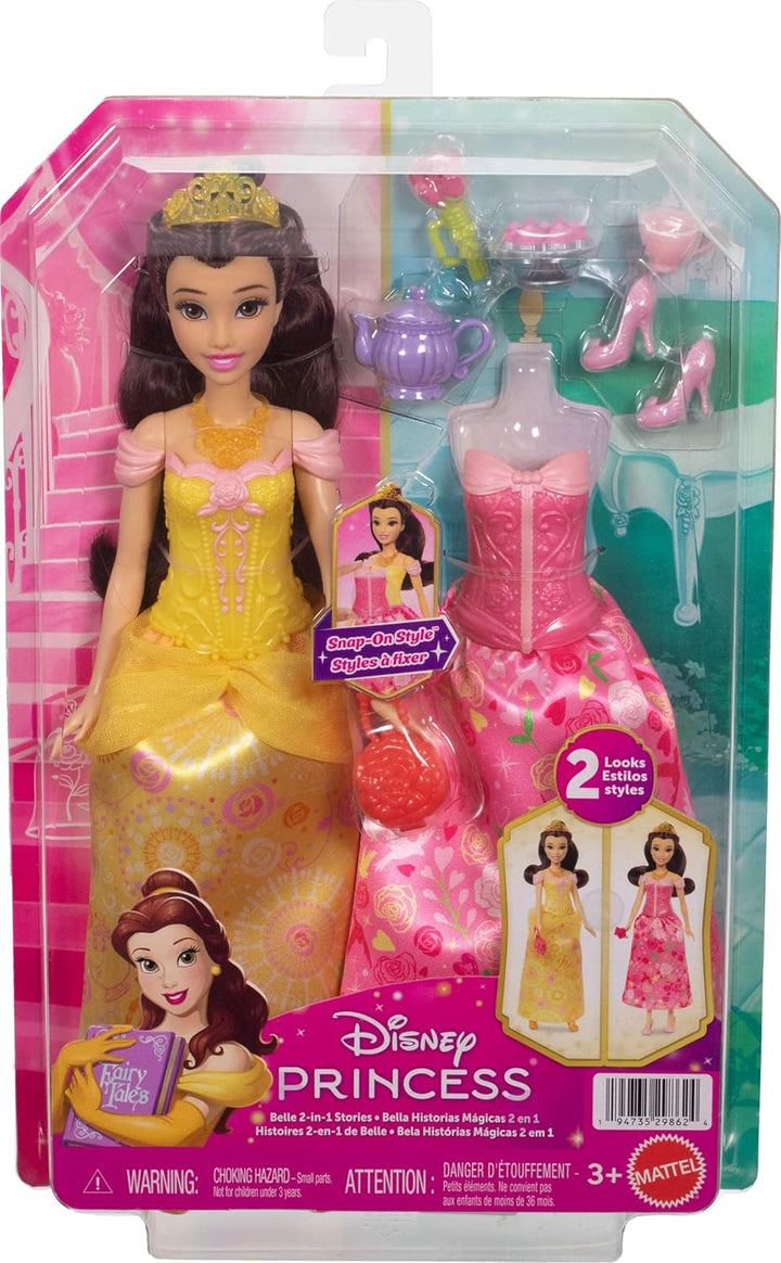 Mattel Disney Princess Toys muñeca Belle Fashion con 2