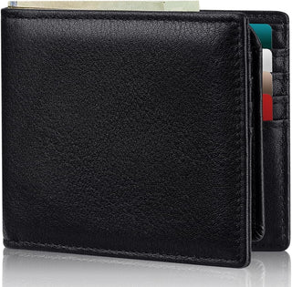Plinvo Billetera plegable de cuero genuino para hombre con bloqueo...