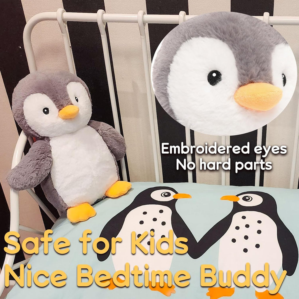 WEIGEDU Peluche de pingüino rey con ojos bordados, juguetes de pelu...