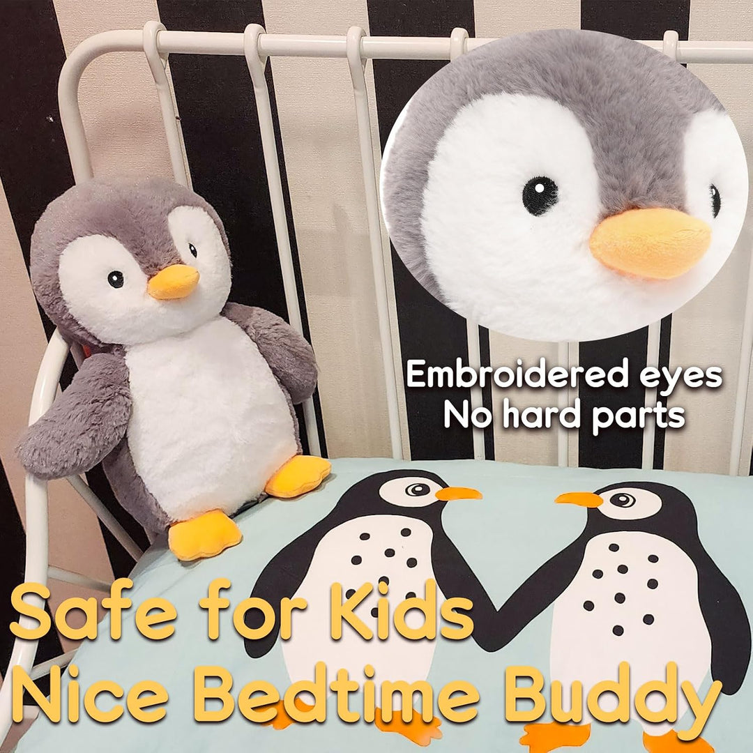 WEIGEDU Peluche de pingüino rey con ojos bordados, juguetes de pelu...