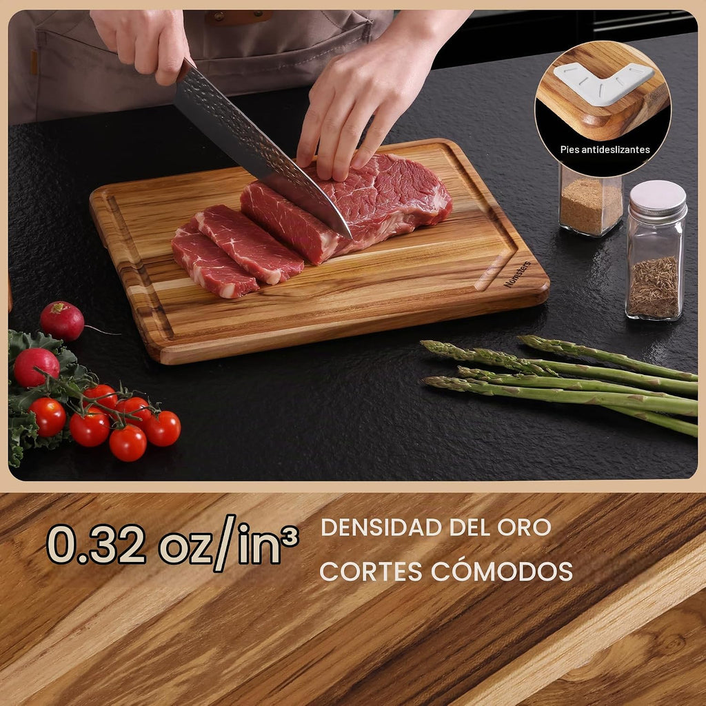 Tabla de cortar de madera de teca para cocina Tablero de charcutería