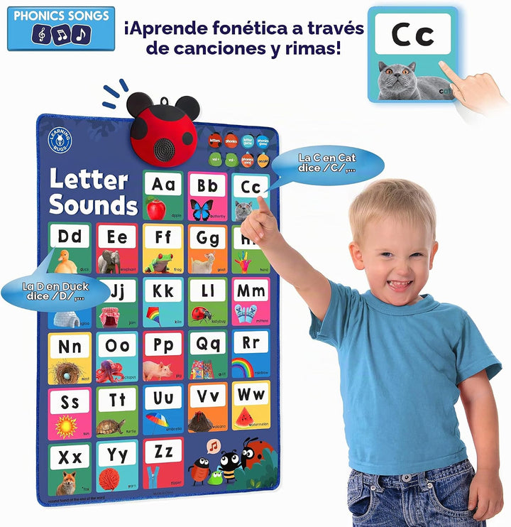 LEARNING BUGS Presiona para Aprender Fonética, Póster Parlante de L...