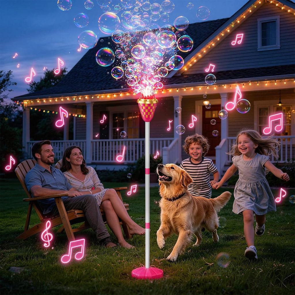 Máquina Automática de Burbujas con Soporte, Varita Portátil y Torre Luminosa