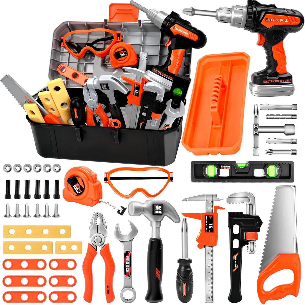 Kids Tool Set con Hard Toolbox, 43 PCS Toddler Toy Drill Construction Kit