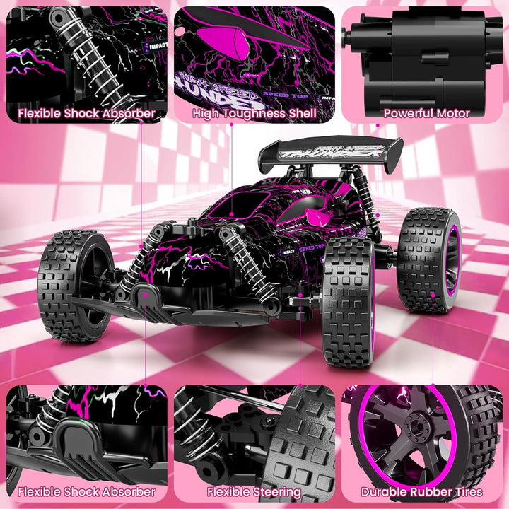 Tecnock Autos RC para niños, escala 1:18 2WD RC Car con luces LED,...