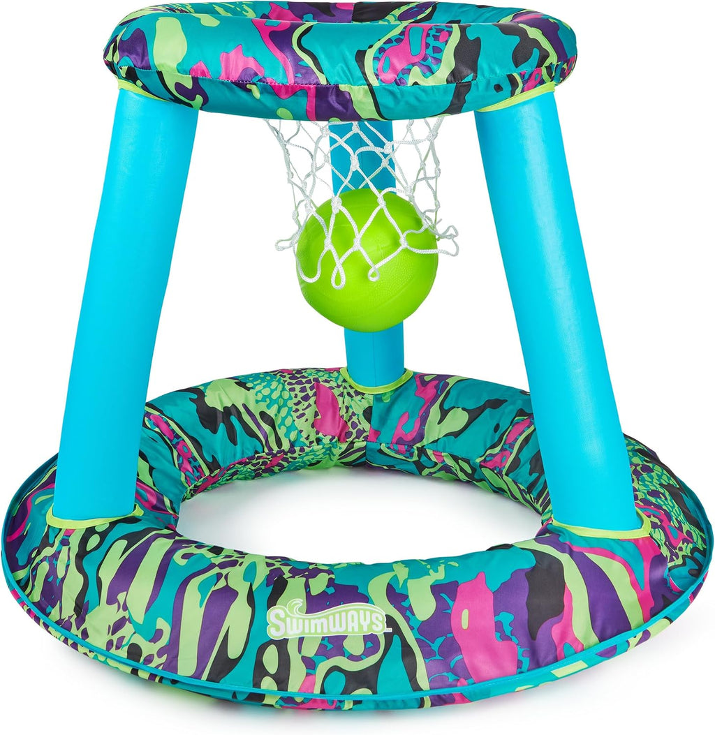 SwimWays Hydro Spring Hoops - Aro de baloncesto inflable, juego de baloncesto impermeable con aro y pelota, juegos al aire libre, juguetes acuáticos para edades de 5 años en adelante