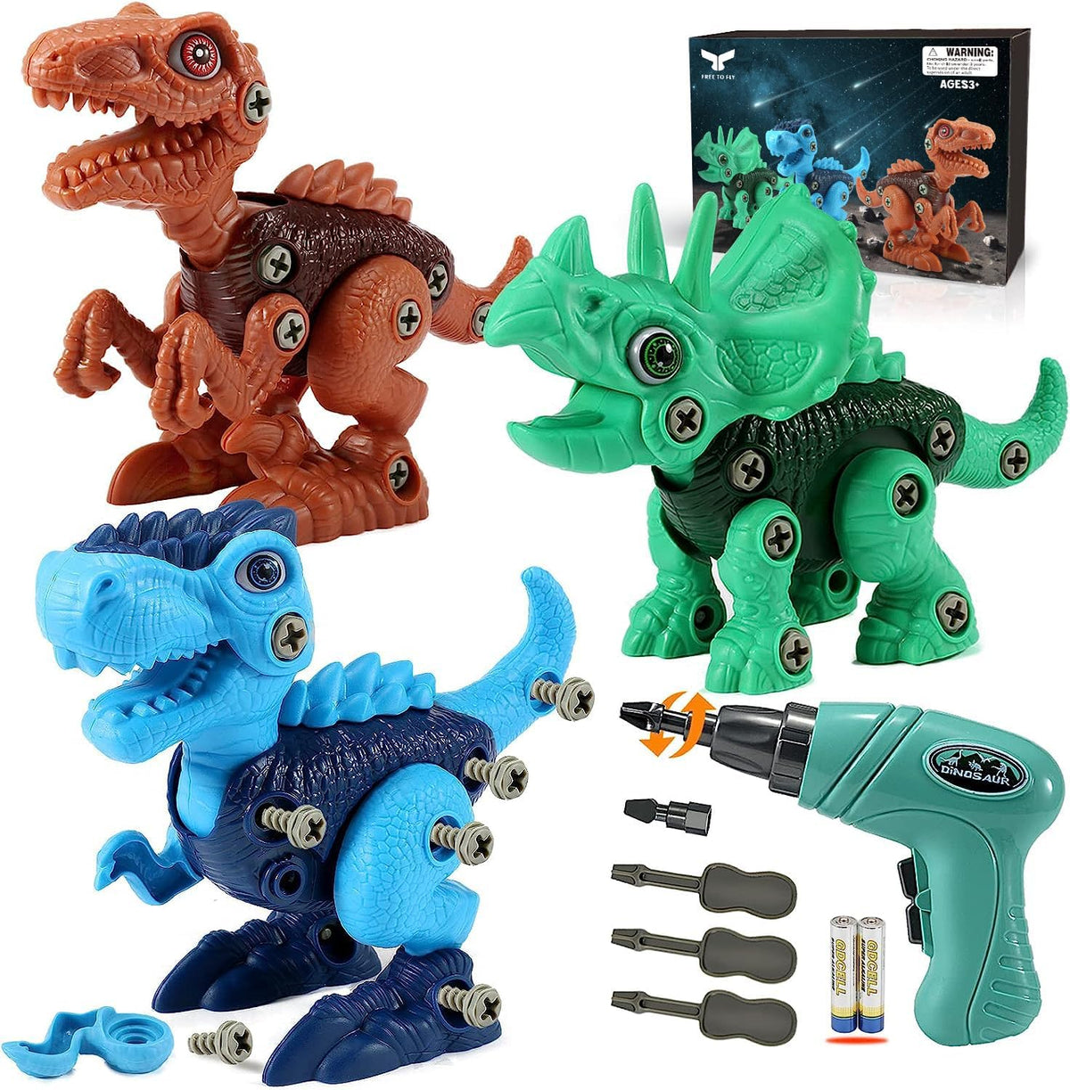 Juguetes STEM de dinosaurios para niños de 3 a 5 años, Verde