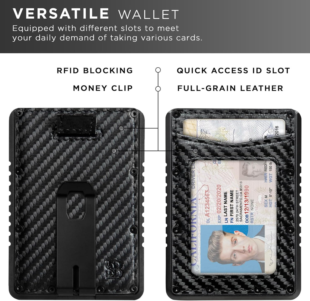 SERMAN BRANDS Slim RFID Blocking Wallet with Money Clip - Metal Min...
