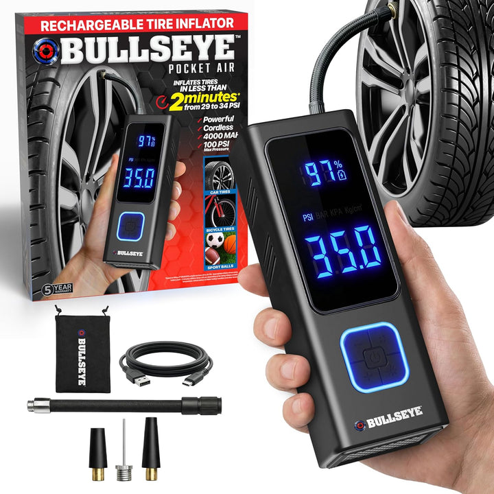 Bullseye Pro - Compresor de aire portátil para neumáticos, bolas, b...