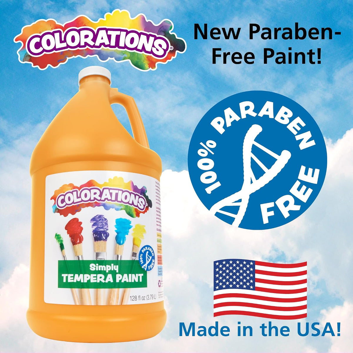 Colorations Pintura de témpera lavable sin parabenos para niños, tamaño de valor de 1 galón, verde vibrante. No tóxica y fabricada en los Estados Unidos, imprescindible para el aula, suministros de