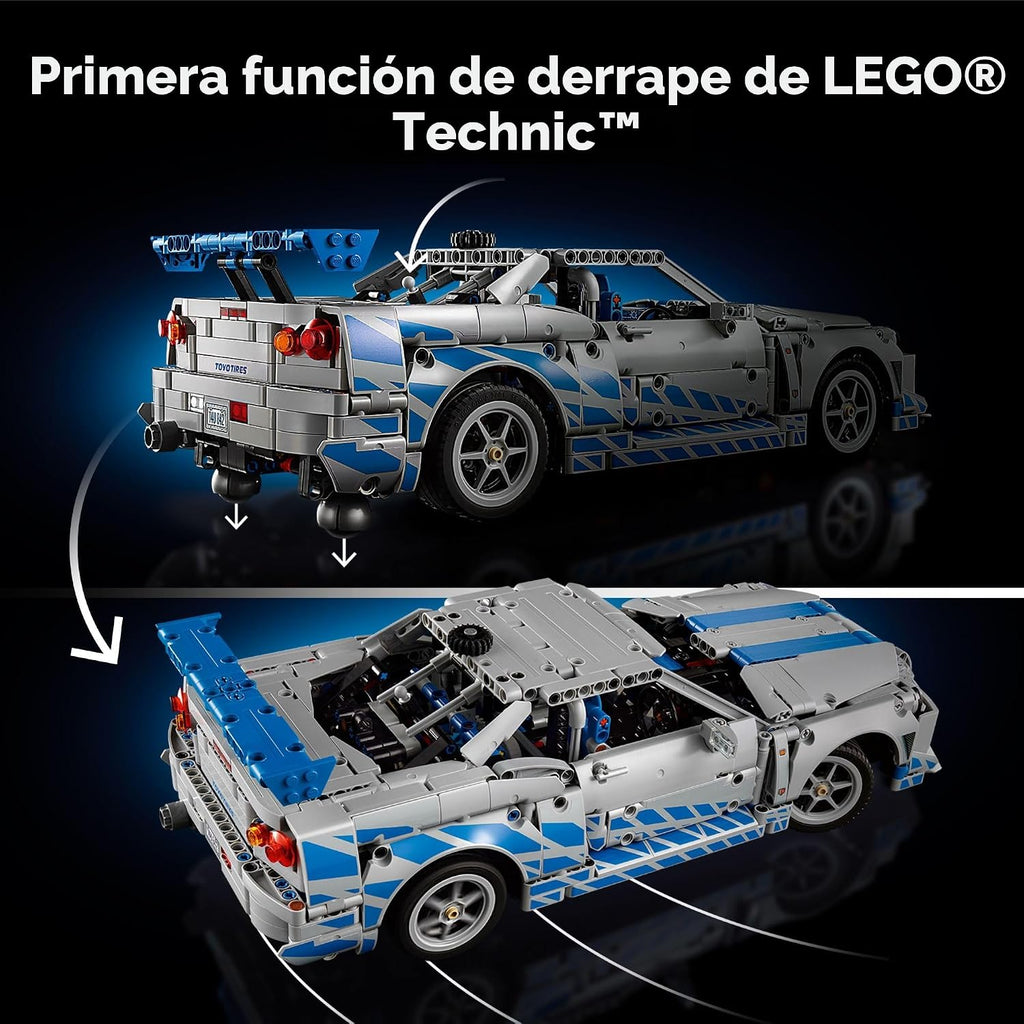LEGO Technic 2 Fast 2 Furious Nissan Skyline GT-R (R34) Coche - Kit de bricolaje y juego de construcción para adultos - Modelo coleccionable de corredor callejero con función de derrape - Regalo para