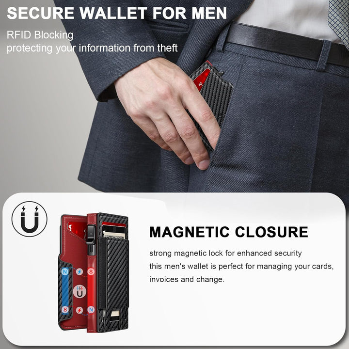 SEMORID Cartera para hombres con soporte para tarjetas desplegable...