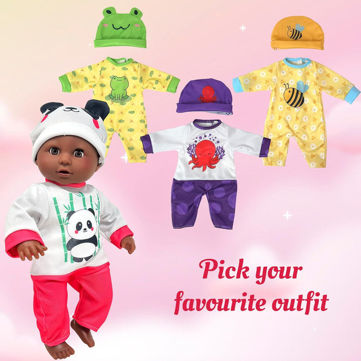 Muñeca de bebé de cuerpo suave con accesorios y 4 juegos de trajes...