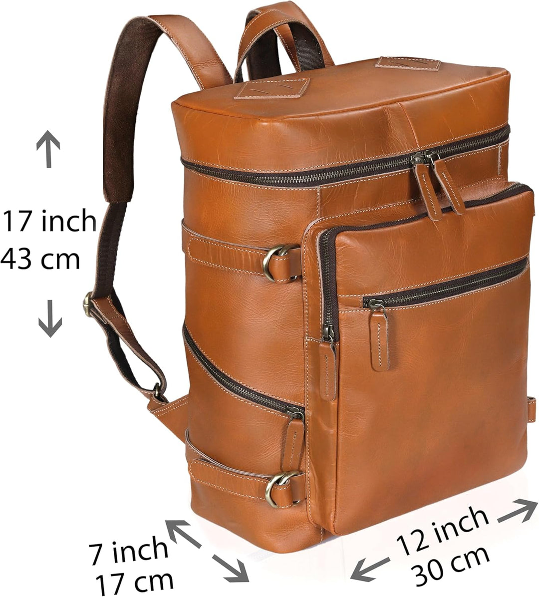 HLC Mochila de cuero genuino para computadora portátil para hombres...