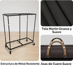 StorageWorks Cesta de lavandería de 2 secciones, carrito rodante negro