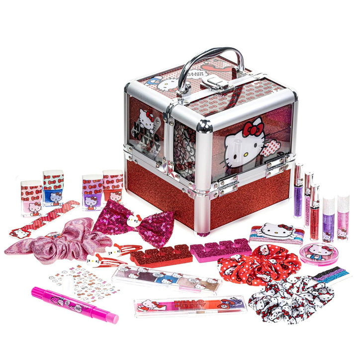 Estuche de Maquillaje Cosmético Hello Kitty Train Case Incluye Bril...