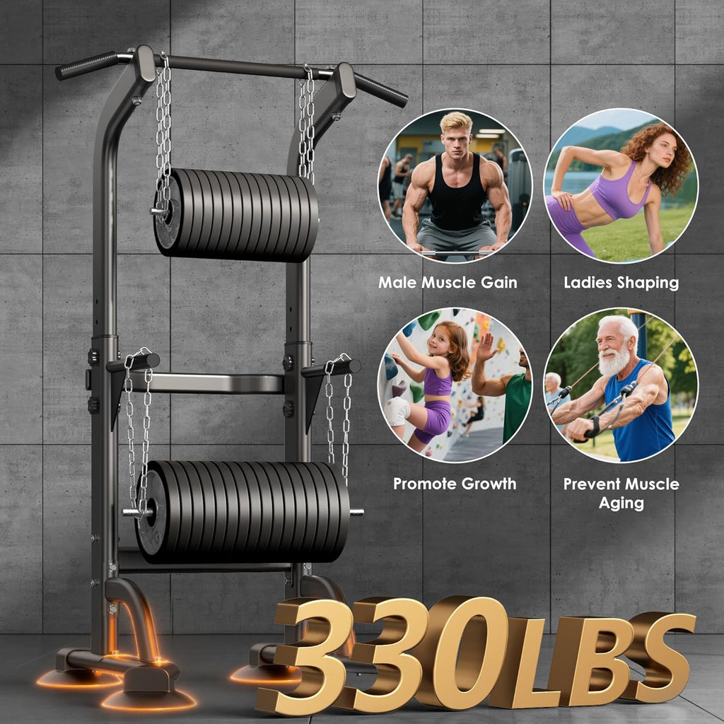SogesPower Power Tower Estación de Fondos Barra de Dominadas para Gimnasio en Casa con Altura Ajustable Equipo de Entrenamiento de Fuerza, Estación de Barra de Dominadas
