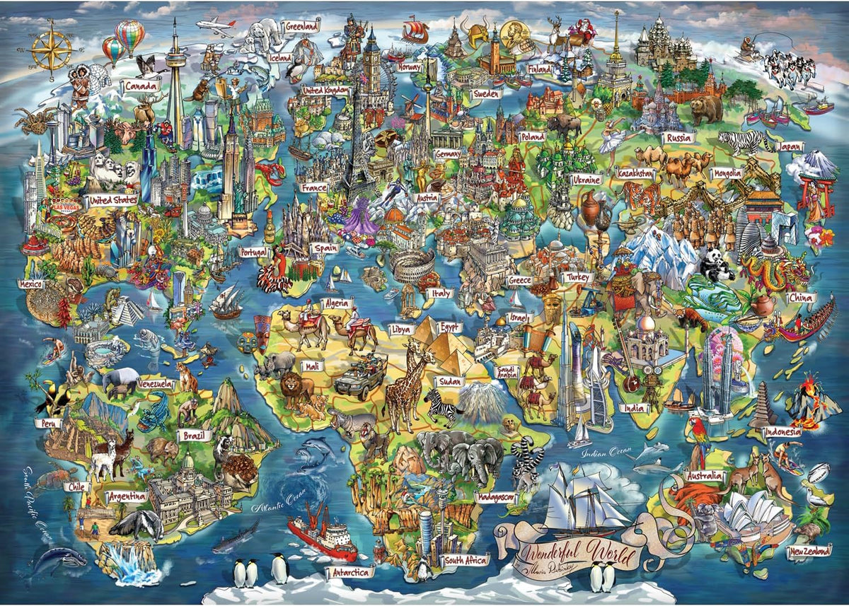 Anatolian Puzzle - Maravilloso mapa del mundo, rompecabezas de 3000 piezas, 4923, multicolor