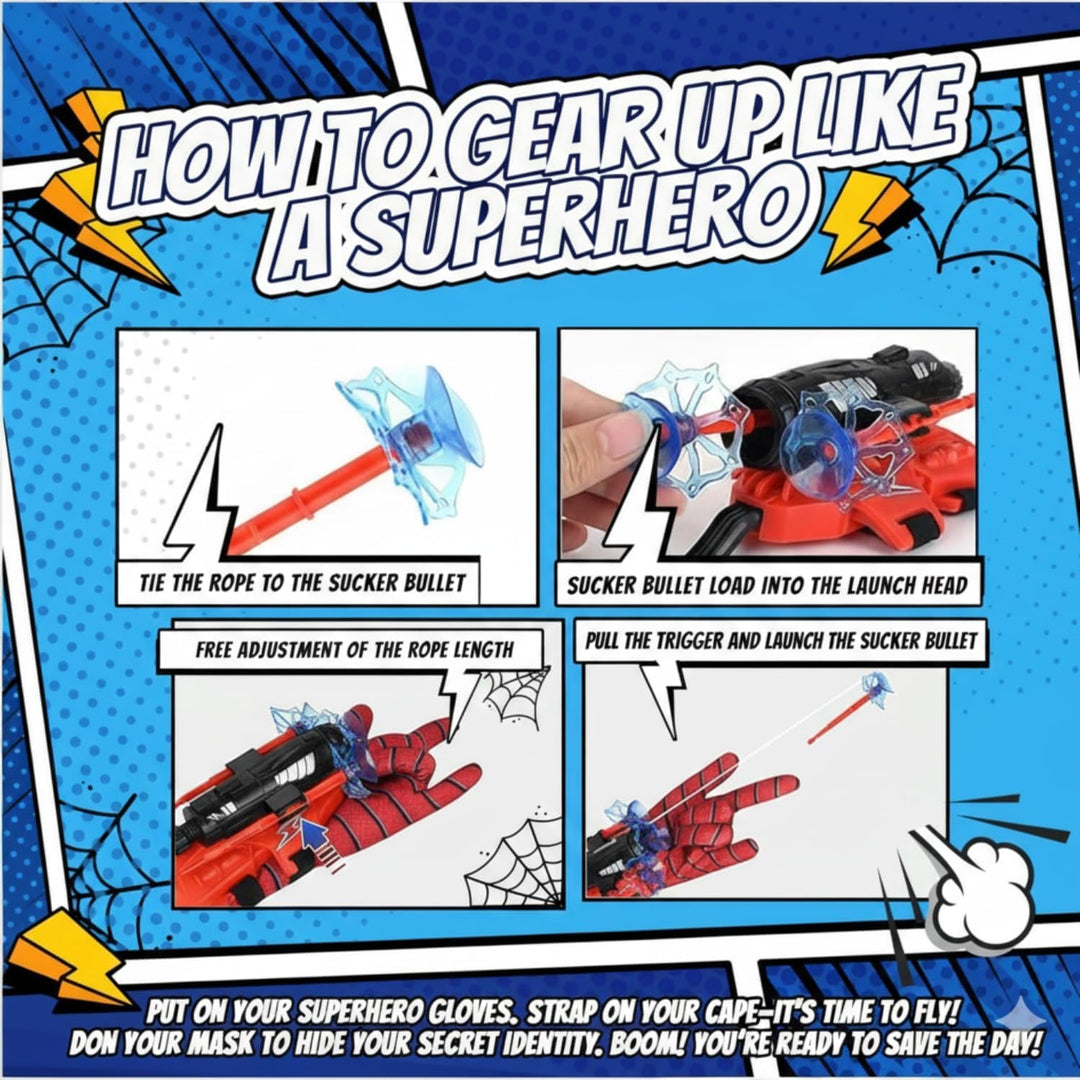 Juego de juguetes de superhéroe, incluye 2 tiradores, 2 guantes y 1...